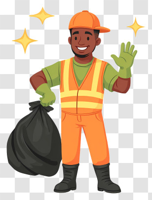 Cleaning Worker - Friendly Sanitation Worker Illustration Transparent PNG