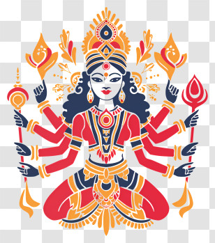 Durga Maa - Colorful Hindu Goddess Illustration Transparent PNG