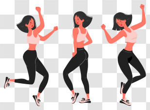 Woman - Illustration Of Energetic Women Dancing Transparent PNG