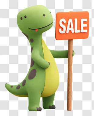 Dinosaur Holding Sale Sign - Cartoon Dinosaur With Sale Sign Transparent PNG