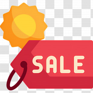 Summer Sale - Red Sale Tag With Sun Icon Transparent PNG