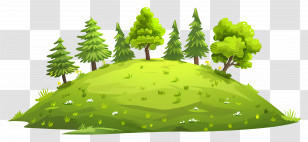 Grass Hill - Grassy Hill With Trees Illustration Transparent PNG