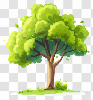 Garden Tree - Green Tree With Grass Illustration Transparent PNG