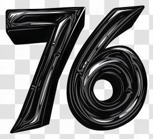 Number 76 - Shiny Black Number 76 Transparent PNG