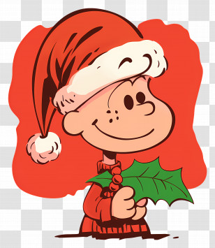 Huckleberry Head - Cute Cartoon Girl In Santa Hat Celebrating Christmas Transparent PNG