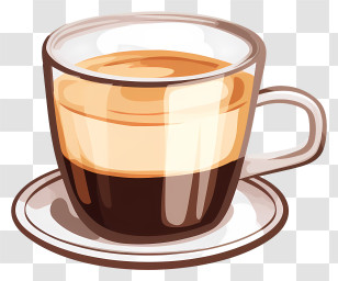 Espresso - Glass Coffee Cup With Hot Espresso Design Transparent PNG