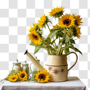 National Sunflower Day - Sunflowers In A Decorative Vase Transparent PNG
