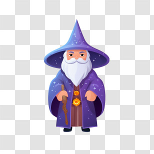 Mage Emoji
 - Cartoon Wizard With Purple Hat And Magical Wand Transparent PNG