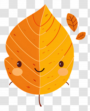 Single Leaf - Smiling Orange Leaf Cartoon Transparent PNG