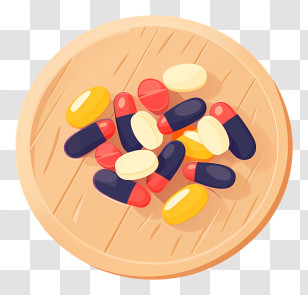 Medicine Tablet - Illustration Of Bowl Containing Colorful Pills Transparent PNG