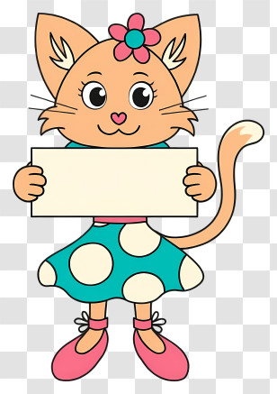 Cat Holding A Sign - Cartoon Cat Holding A Sign Transparent PNG