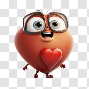 Cartoon Heart
 - Cute Heart Character With Glasses Transparent PNG