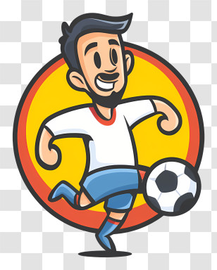 Soccer Logo - Cartoon Soccer Player Kicking Ball Transparent PNG