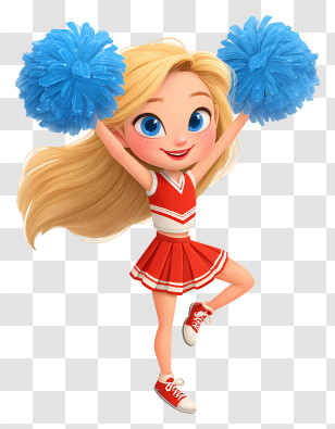 Cartoon Cheerleader Girl - Happy Cheerleader Jumping Transparent PNG