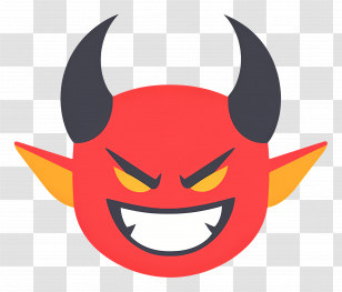 Emoji Devil - Red Devil Emoji With Black Horns Transparent PNG
