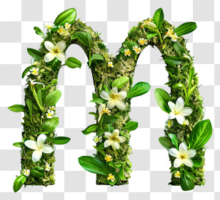 Mcdonalds Logo - Greenery Letter M With White Flowers Transparent PNG