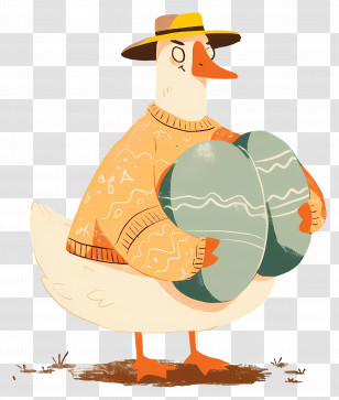 Goose Carrying Egg - Duck Holding Eggs In Sweater Transparent PNG