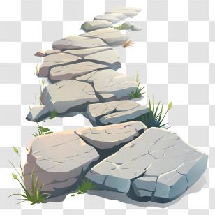 Stone Path - Illustrated Stone Pathway With Grass Transparent PNG