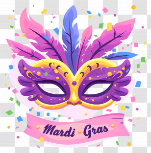 Mardi Gras Mask - Mardi Gras Mask With Feathers Transparent PNG