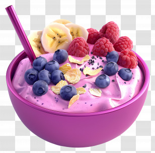 Smoothie Bowl - Delicious Pink Smoothie Bowl With Fruits Transparent PNG