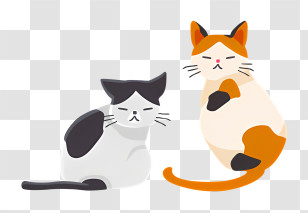 Cartoon Cats - Two Sitting Cats Transparent PNG