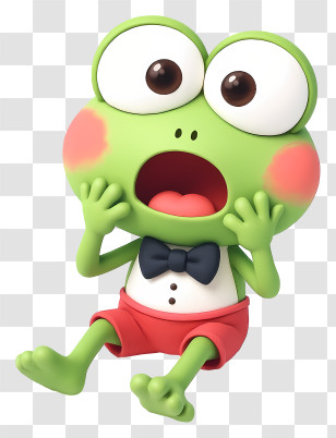 Keroppi - Green Frog Cartoon Character With Bow Tie Transparent PNG