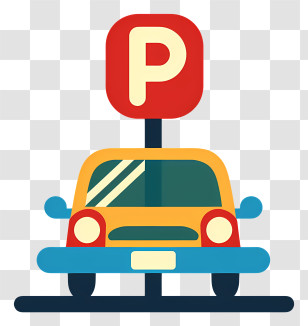 Parking - Car With Parking Sign Transparent PNG
