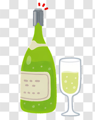 Wine - Illustration Of Champagne Bottle And Glass Transparent PNG