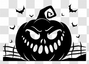 Halloween Milkshake - Evil Pumpkin With Bats Transparent PNG