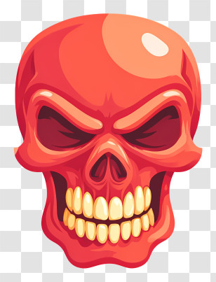 Skull Emoji - Grinning Red Skull Cartoon Transparent PNG