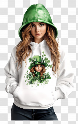 Green Hoodie Girl - Stylish Girl In Green Hoodie Transparent PNG