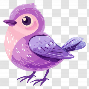 Purple Bird - Purple Cartoon Bird Illustration Transparent PNG