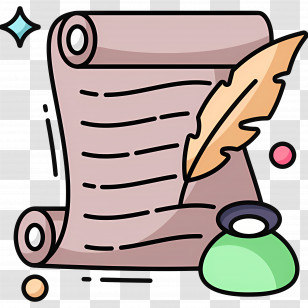 Feather Ink - Scroll With Quill And Ink Transparent PNG
