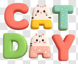 International Cat Day - Cat Day Typography Design Transparent PNG
