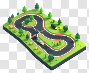 Race Track - Race Car On Curvy Track With Trees Transparent PNG
