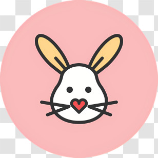 Flat Line Valentines Elements - Cute Rabbit With Heart Transparent PNG
