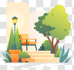 Park Bench - Orange Chair In A Garden Transparent PNG