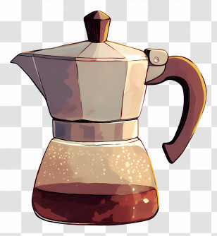 Coffee Pot - Moka Pot Filled With Fresh Coffee Transparent PNG