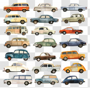 Car - Watercolor Illustration Of Vintage Cars Transparent PNG