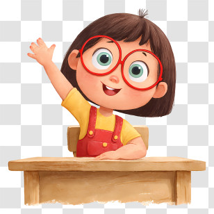 Schoolgirl Raising Hand In Classroom - Enthusiastic Student Raising Hand Transparent PNG