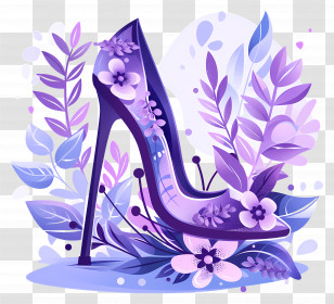 Stiletto Shoe - Purple Floral High-Heel Illustration Transparent PNG