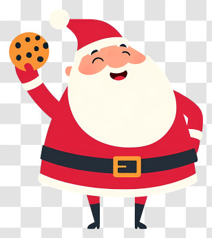 Cartoon Santa Claus - Cheerful Santa Holding Cookie Transparent PNG