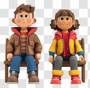 Sitting People Cartoon - Cartoon Kids Sitting Transparent PNG