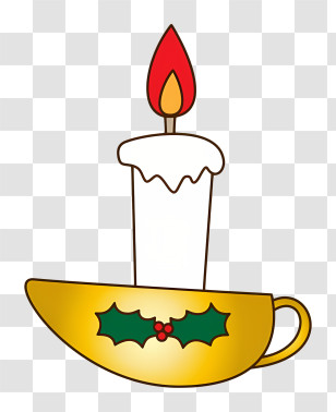 Cup - Christmas Candle With Holly Transparent PNG
