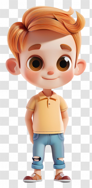 3d Cartoon Boy - Cartoon Boy With Orange Hair Transparent PNG