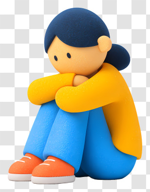 Woman Suffering From Loneliness - Sad Person Sitting Illustration Transparent PNG