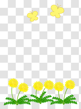 Dandelion - Yellow Flowers And Butterflies Transparent PNG