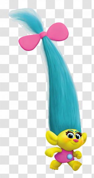 Trolls - Troll With Blue Hair And Pink Bow Transparent PNG