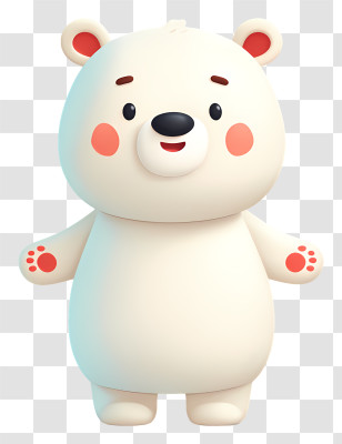 Adorable White Pink Bear Transparent PNG