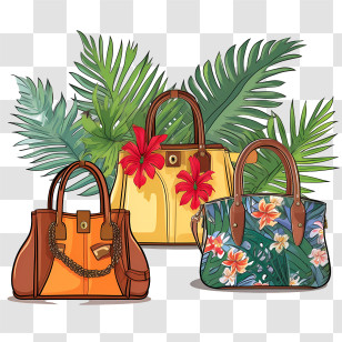 Handbag Day - Tropical Handbags With Floral Designs Transparent PNG